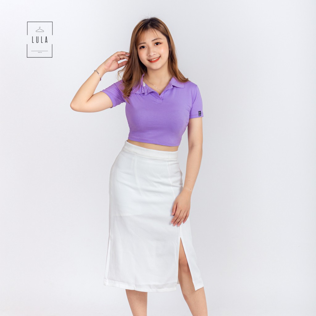 Croptop có cổ trẻ trung nhiều màu, Croptop cotton cổ Đức mát và thấm mồ hôi