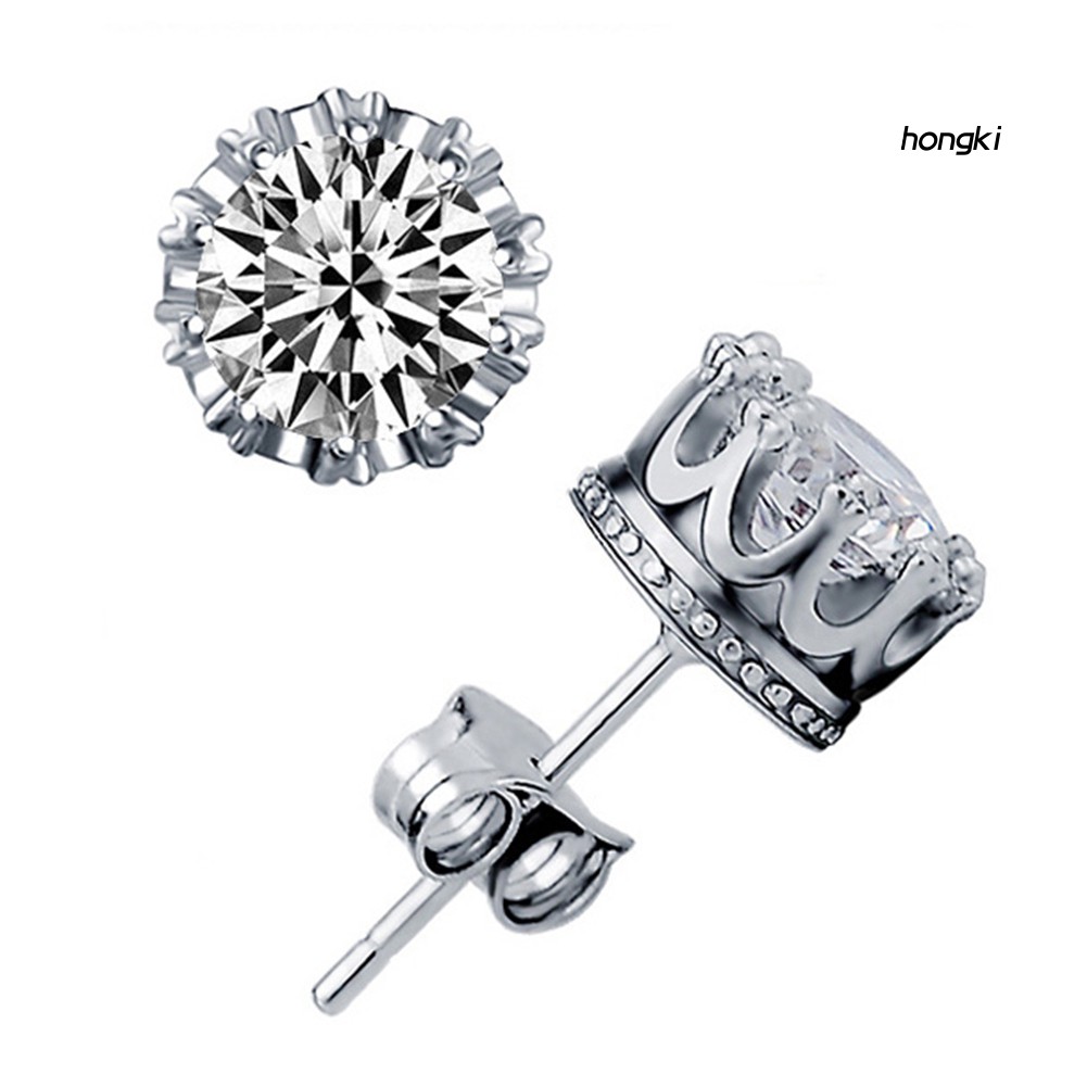 Đôi Khuyên Tai Mạ Bạc Đính Đá Zirconia Thời Trang Dành Cho Nữ