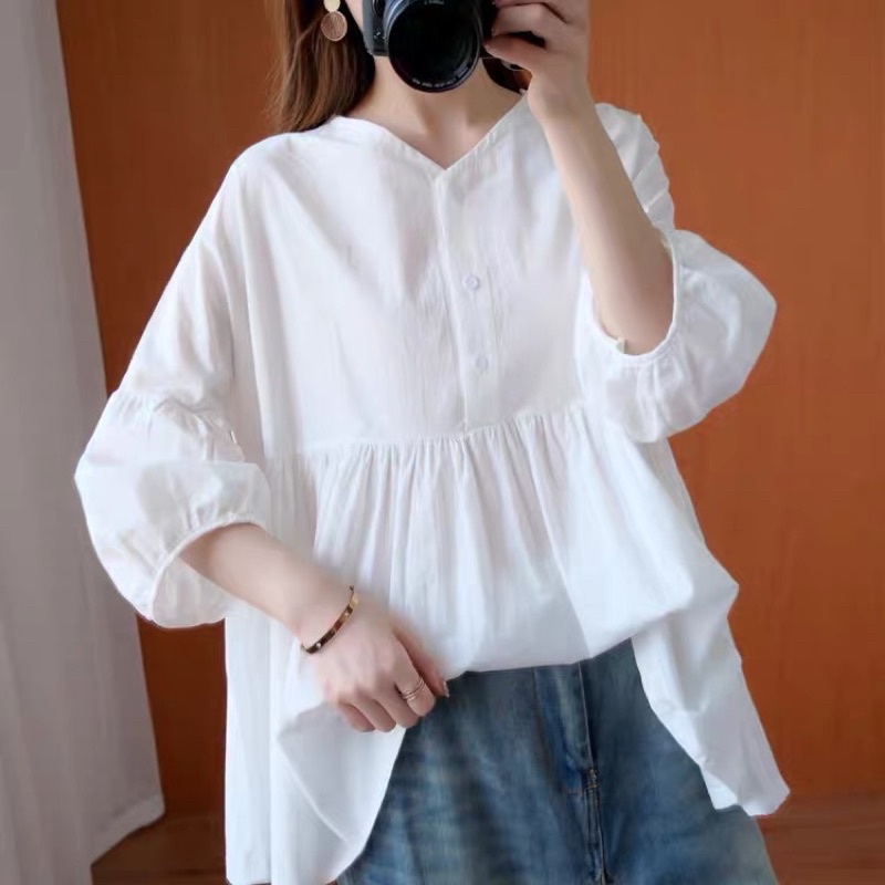 Áo bẦU BABYDOLL  From Rộng tay lỡ Chất Đũi mềm- mịn - mát .Bầu Bí Bon Chen thoải mái đến sinh