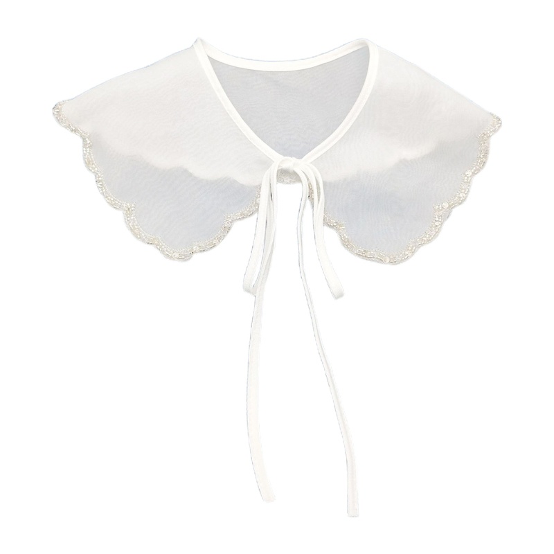 Cổ áo giả thắt dây màu trắng xuyên thấu cho nữ
 | BigBuy360 - bigbuy360.vn