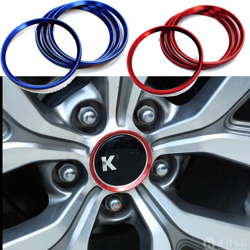 Bộ 4 Miếng Dán Trang Trí Trục Bánh Xe Hơi Kia Chất Liệu Hợp Kim Nhôm