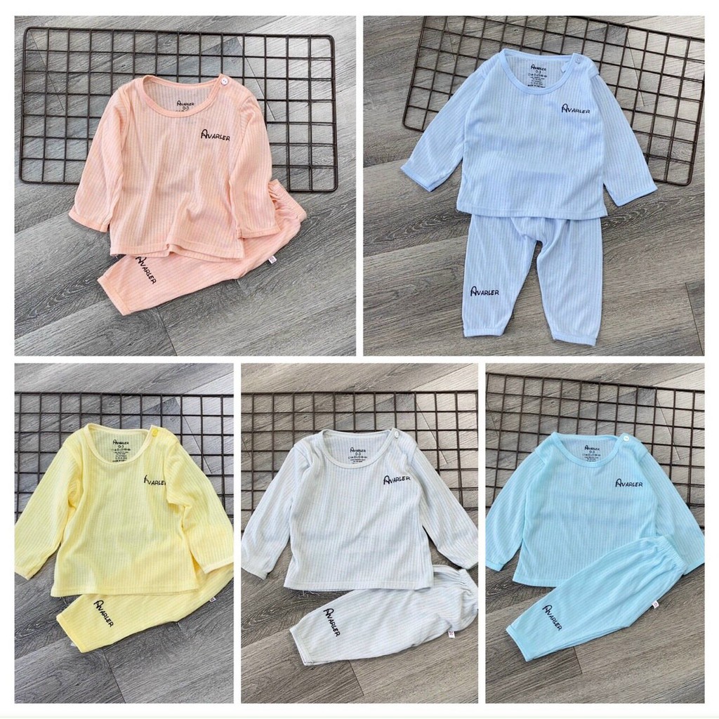 Bộ dài tay tăm avalew (siêu đẹp) đô tay dài cotton tăm gân sơ sinh Baby kidshop