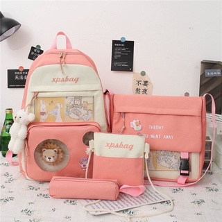 Set balo 4 món,, balo thời trang nam nữ, balo ulzzang chống thấm - sư tử