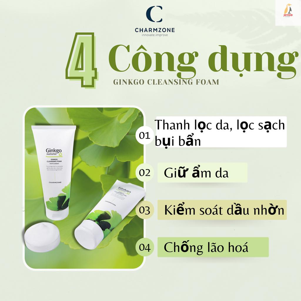 Sữa rửa mặt Ginkgo Cleansing Foam cây bạch quả làm sạch sâu, trắng sáng, dưỡng ẩm da Charmzone Hàn Quốc 200g