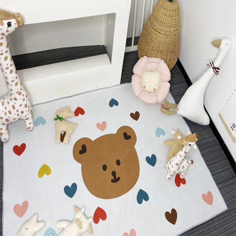 [Hàng có sẵn] Thảm trải sàn hình gấu tình yêu Hàn Quốc trang trí phòng cho bé