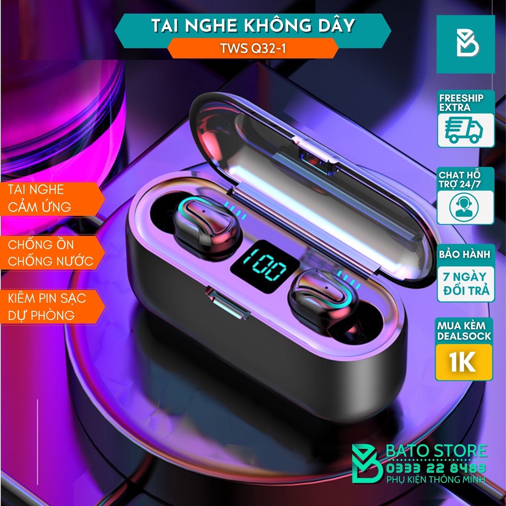 Tai nghe bluetooth kết nối không dây HBQ - Q32-1 Phiên bản mới, Có thể làm giá đỡ điện thoại, Kiêm sạc dự phòng