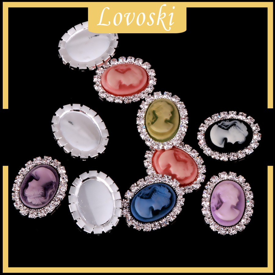 Set 10 Nút Oval Pha Lê Phong Cách Vintage Dùng Trang Trí Tiệc Cưới DIY