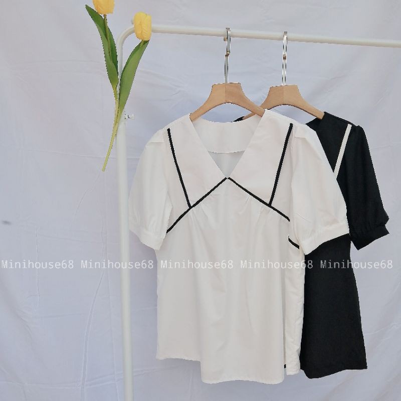 ✳ÁO BABYDOLL CỔ V PHỐI VIỀN MINIHOUSE68 - KIỂU BABYDO NỮ | BigBuy360 - bigbuy360.vn
