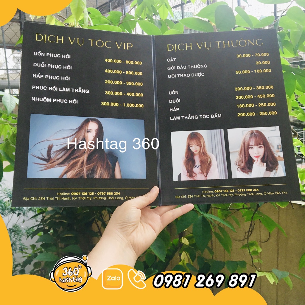 Menu dịch vụ spa thẩm mỹ dạng gấp bìa cứng A4 - 4 mặt in tên và thiết kế theo yêu cầu - Bền đẹp chống nước chống nhăn