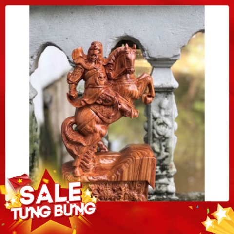 Tương quan công cưỡi ngựa gỗ hương cao 40cm