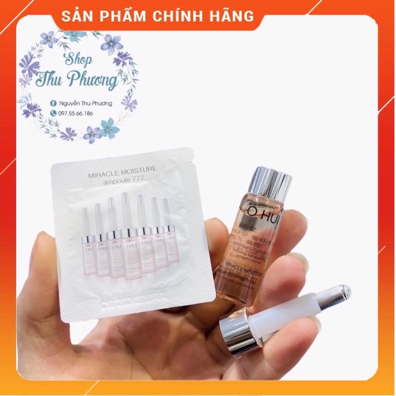 Gói huyết thanh 777 Ohui, dưỡng ẩm dưỡng trắng và căng bóng da - Miracle Moisture Ampoule Ohui 777 1ml