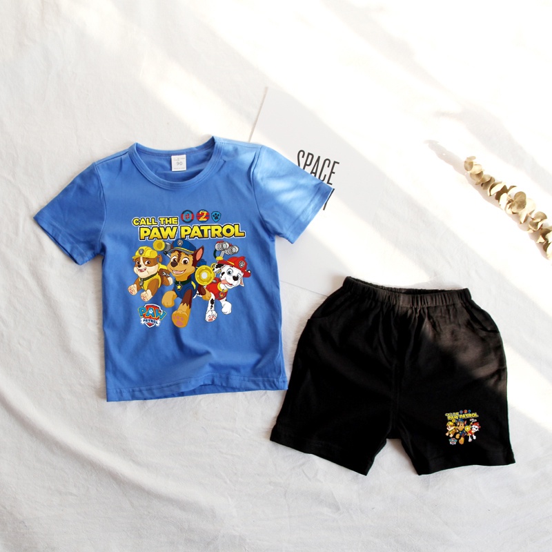 Set áo thun tay ngắn in họa tiết Paw Patrol phối quần short thời trang cho bé trai