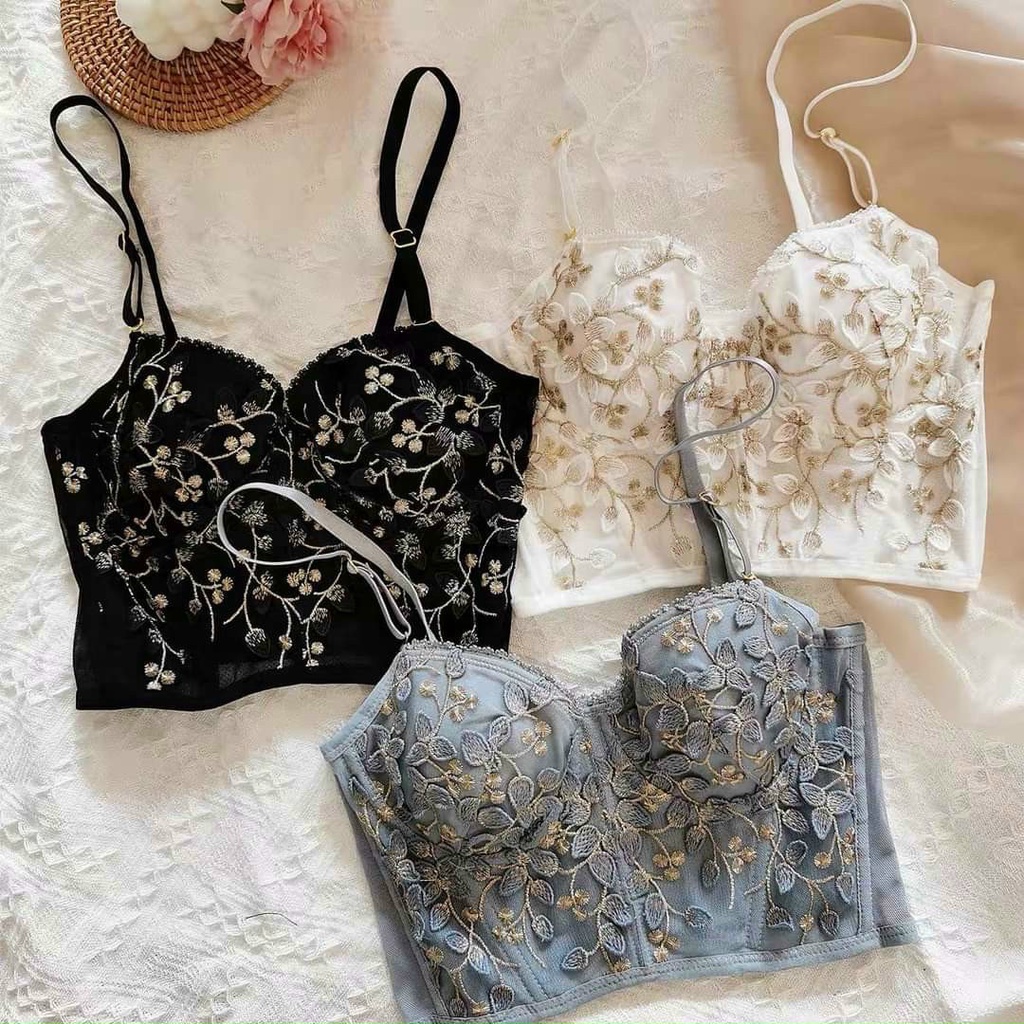 [HÀNG MỚI VỀ] CORSET VINTAGE THÊU HOA CÓ GỌNG NÂNG NGỰC ❤️ NỘI Y CHARMOSE ❤️