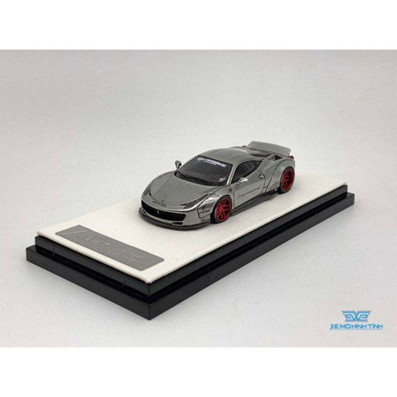 Xe Mô Hình Ferrari 458 LB Limited 499pcs Timothy Pierre và Liberty Walk 1:64 ( Chrome )