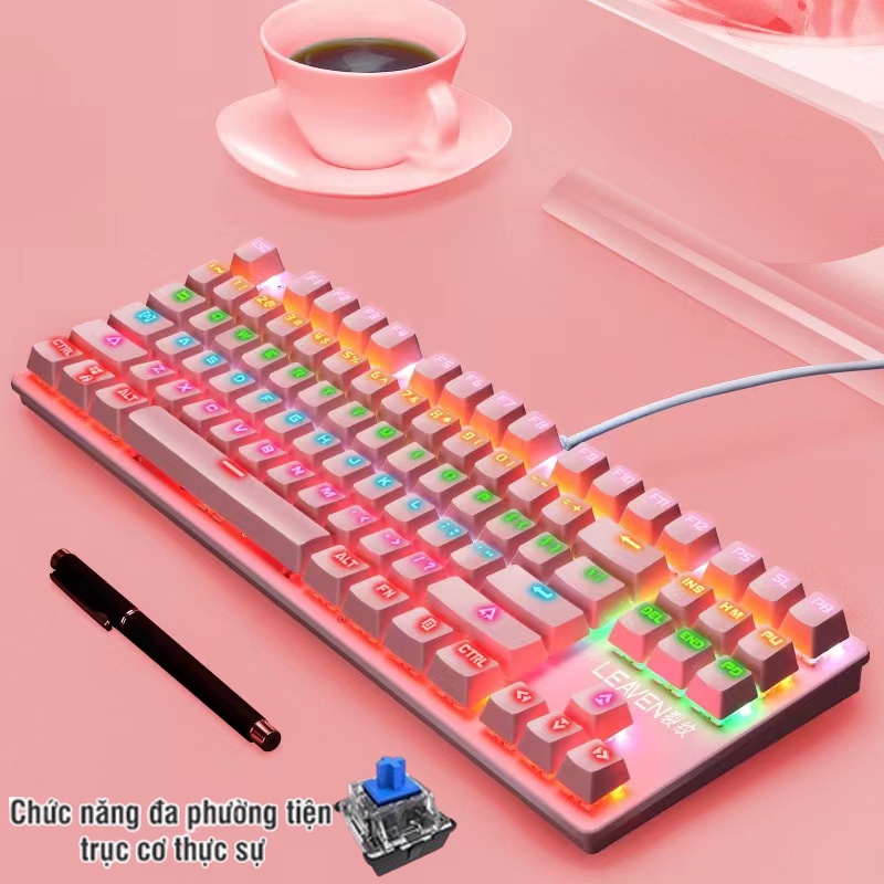Máy tính văn phòng bàn phím cơ gaming K7 có dây ABS bàn phím phát sáng siêu đẹp