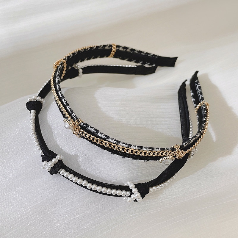 Băng Đô Đính Ngọc Trai Và Nơ Sang Trọng Phong Cách Pháp