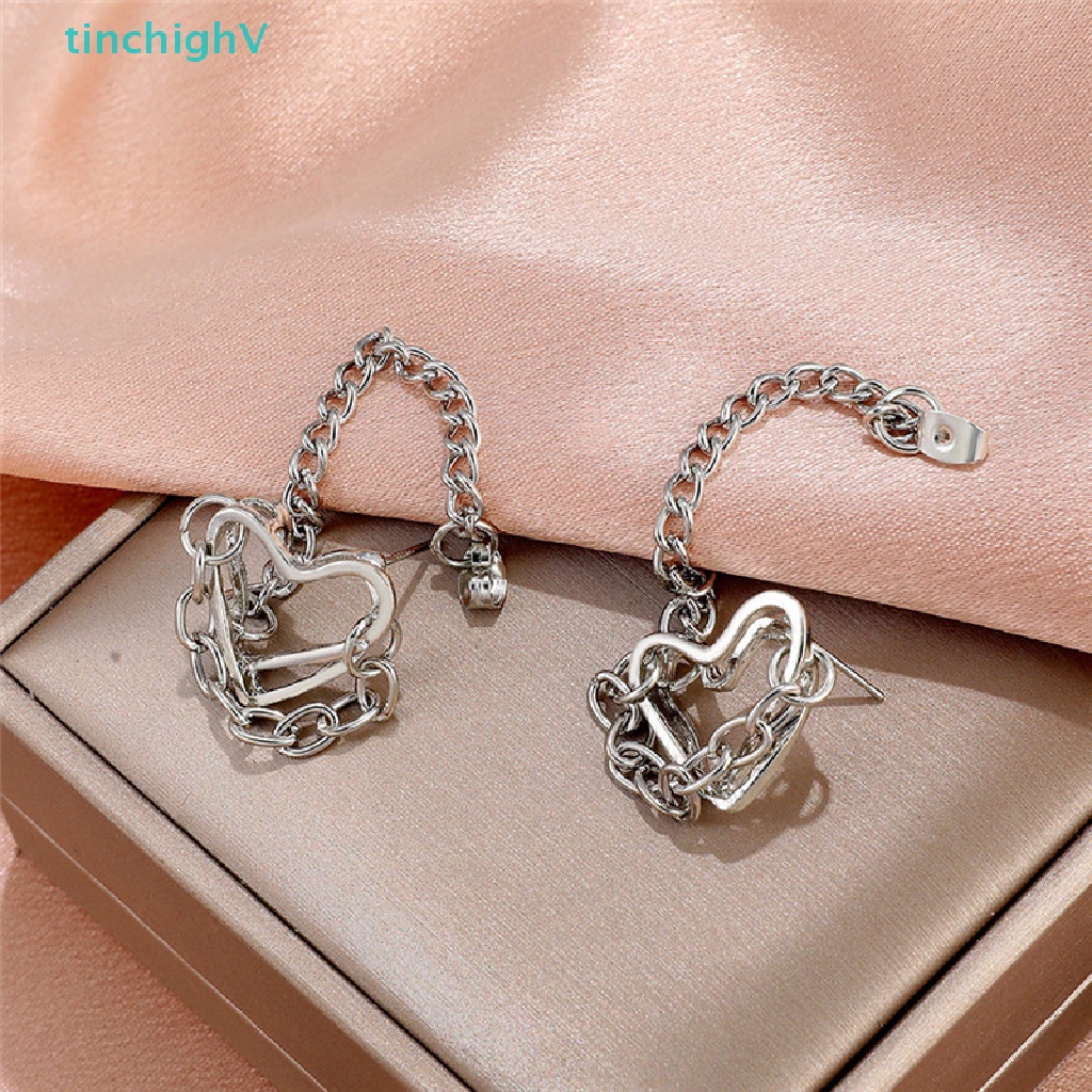 1 Đôi Bông Tai Hợp Kim Hình Trái Tim Đơn Giản Sáng Tạo Phong Cách Punk Mới