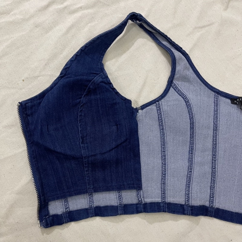 Áo croptop jeans sẵn mút ngực quyến rũ tôn dáng ClaraChip CRT01