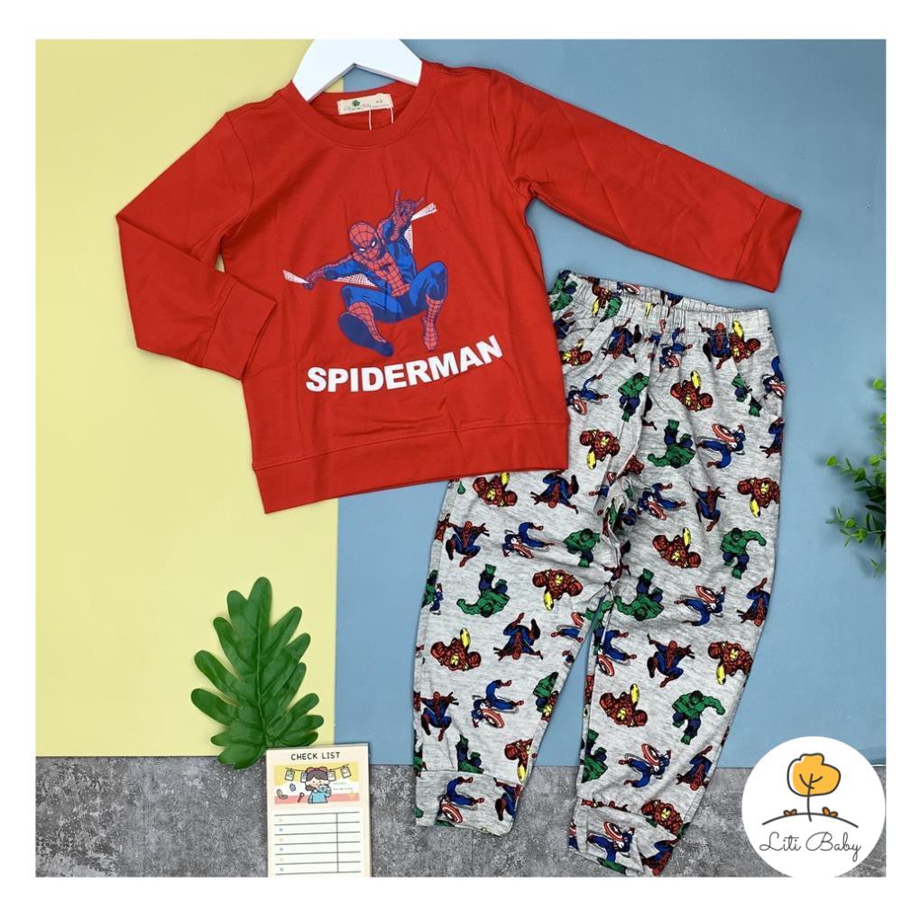 Set cotton siêu nhân size 3/8T quần in hình thu đông. Chất cotton mềm mịn. đẹp