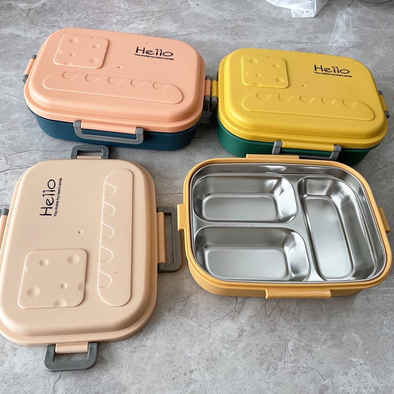 Hộp cơm văn phòng giữ nhiệt (2,3 ngăn ) tiện lợi, bằng inox 304