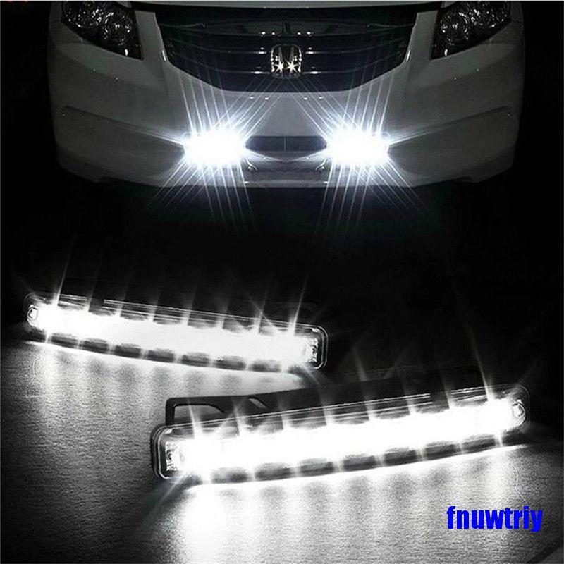 [COD]Car Light 8 LED DRL Fog Driving Daylight Daytime Running White Lamp