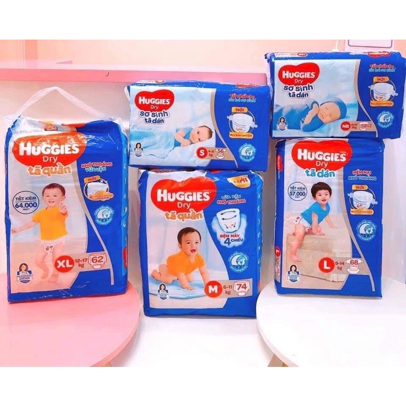 BỈM Huggies quần/dán NB74,S56,M74/L