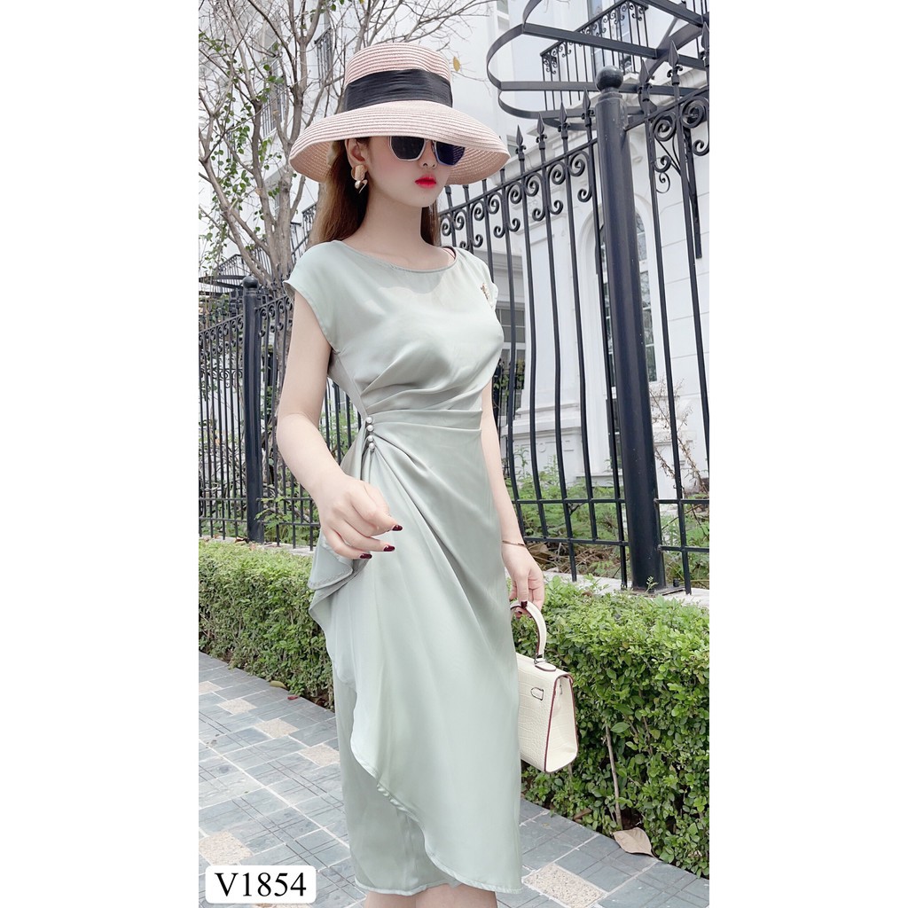 Váy xanh nhún eo ngọc V1854 - Đẹp Shop DVC (Kèm ảnh thật trải sàn do shop tự chụp) 👗