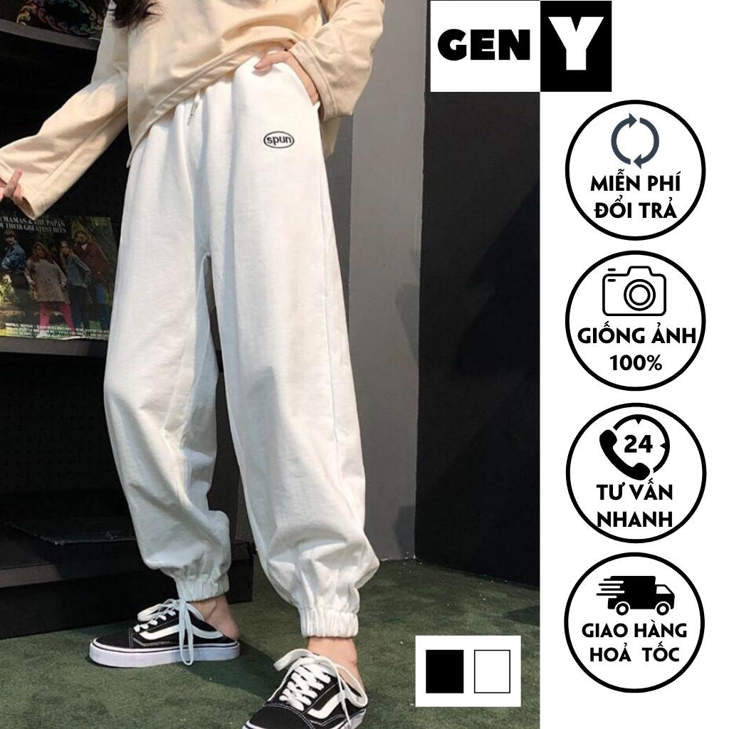 [Mã FAMARAL1 giảm 10K đơn 50K] Quần Jogger Nữ Bo Gấu GenY Quần Dài Nữ Thêu Chữ Chất Thun Nỉ Da Cá Mặc Mát Mẻ Thoải Mái