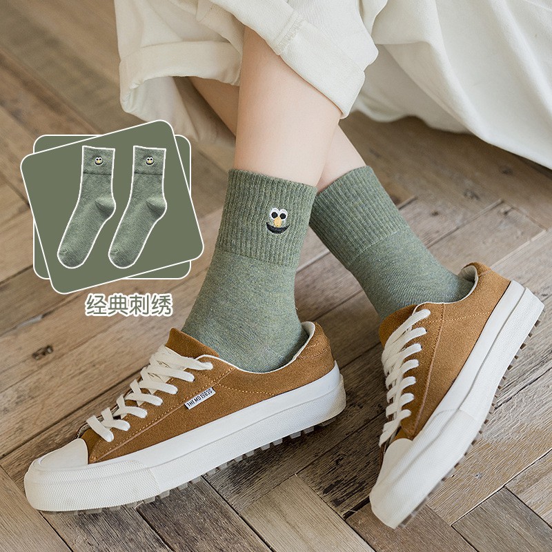 [Tiệm vớ cô Lam] Tất vớ thêu icon mặt cười nam nữ cổ cao