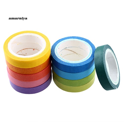 Set 10 Cuộn Băng Keo Giấy Màu Cầu Vồng Trang Trí Sổ Tay Diy