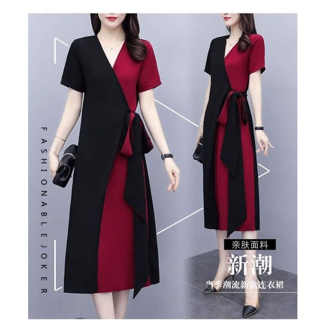 ĐẦM SUÔNG XÒE NHẸ PHỐI ĐỎ ĐEN 2015