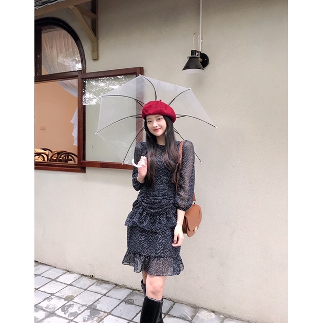 Jennie Dress - Desing by Momizi Váy voan chấm bi đen Momizi, chất voan tơ mềm mại. | BigBuy360 - bigbuy360.vn