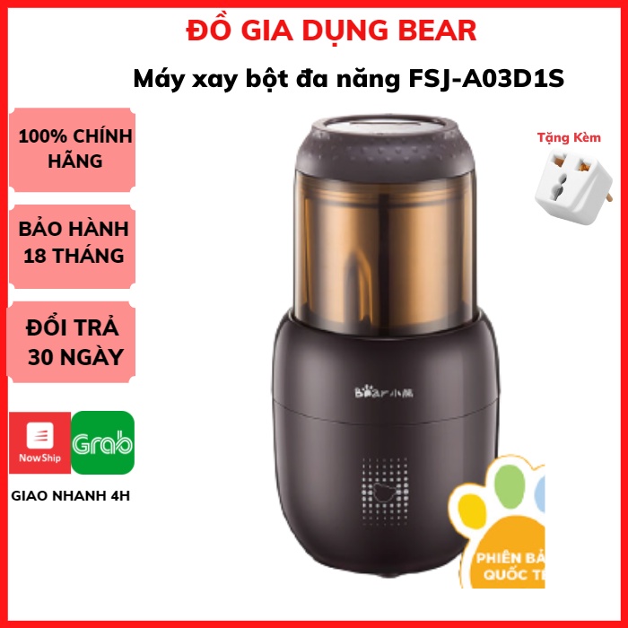 Máy Xay Bột Mịn Khô, Bột Nước Mini Đa Năng, Máy Xay Hạt Cà Phê - Tiêu - Hạt Ngũ Cốc BEAR (Bản Quốc tế)_Bảo Hành 1 năm