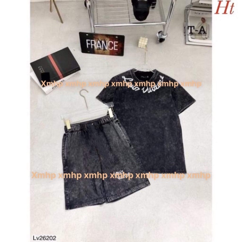 Bộ loang VL chữ nghiêng vòng cổ H2B977