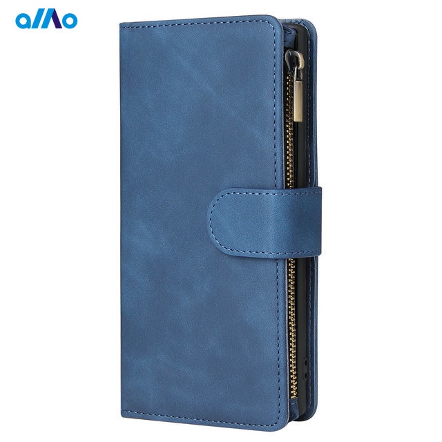 Bao da điện thoại etui dạng ví có khóa kéo đa năng cho samsung m32 a12 a22 a32 4g 5g a52 a72