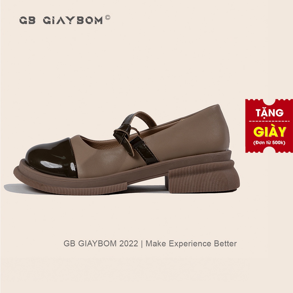 Giày Marry Jane Đế Cao Gót Vuông Mũi Tròn 3 Màu Đen Nâu Kem Thích Hợp Đi Làm, Chơi, Học Mới Nhất giayBOM B1709