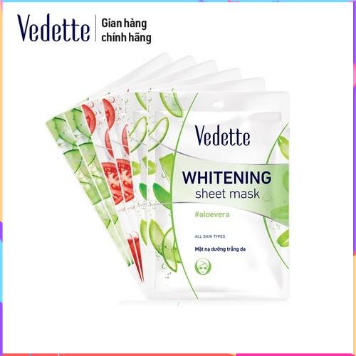 Combo 6 Mặt Nạ Giấy Dưỡng Trắng Hồng Tự Nhiên 22ml VEDETTE - Cà chua, Nha đam và Dưa leo