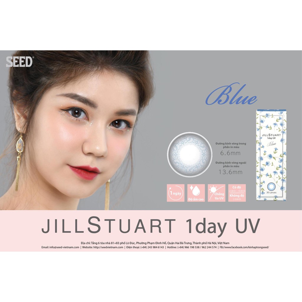 [1 hộp 5 cặp] Kính áp tròng 1 NGÀY Có màu JILLSTUART- SEED Nhật Bản độ từ -0.00 đến -10.00