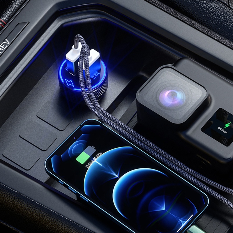 Nama Tẩu Sạc Chuyển Đổi Từ 12V-24V Sang 5V 2.4A Có Đèn LED Xanh Dương Và Công Tắc Cảm Ứng Cho Điện Thoại / Máy