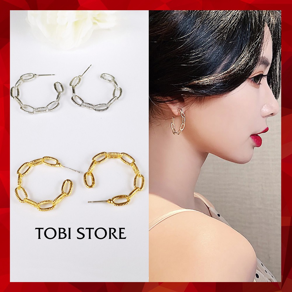 Khuyên tai nữ tròn vân xù xì bông tai tròn kiểu độc lạ TB30 TOBI STORE