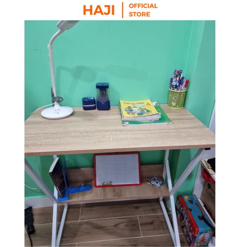 Bàn máy tính HAJI kèm kệ lửng tiện dụng thiết kế chân chữ K hiện đại C18 (Loại 1m và 80cm)