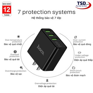 Củ Sạc Đa Năng 3 Cổng Hoco C15 Chính Hãng