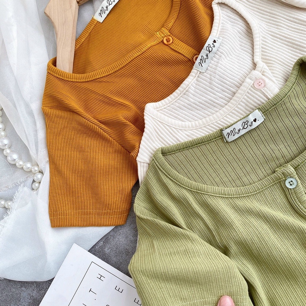 Áo thun croptop  gân cài nút áo chất thun mướt mịn mát lạnh co giãn