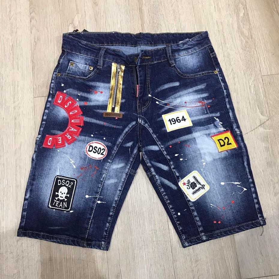 quần short jean nam đen xanh khóa kéo lệch thêu logo nhiều mẫu mới hot nhất,vải jean dày mềm kiểu dáng trẻ trung