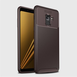 For Samsung Galaxy A8 Plus Case Carbon Fiber texture Shockproof TPU Back Cover