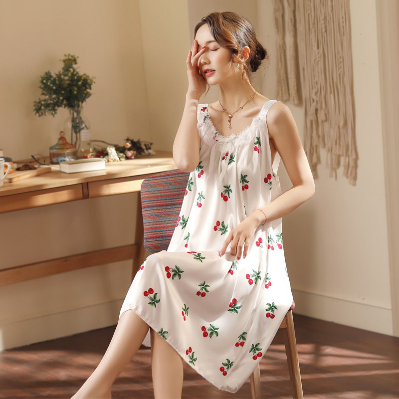 Đầm Ngủ Hai Dây Vải Lụa Lạnh Dáng Rộng Thời Trang Mùa Hè Dành Cho Nữ 100kg 4xl | BigBuy360 - bigbuy360.vn