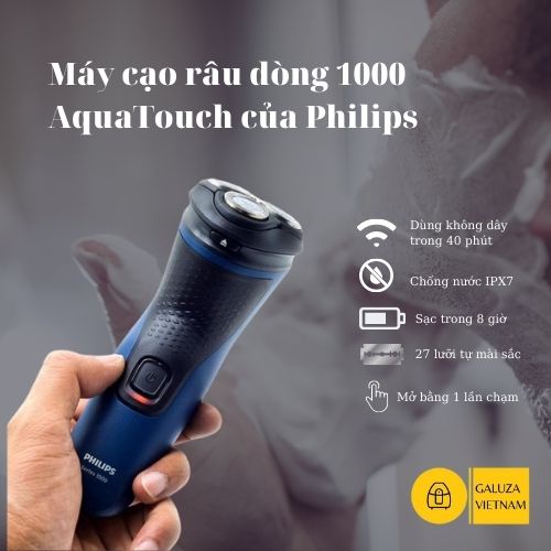 Máy cạo râu Philips S1131/41 SERIES 1000 lưỡi dao tự mài bén ComfortCut, cạo khô/ướt, hàng chính hãng fullbox BH 12tháng