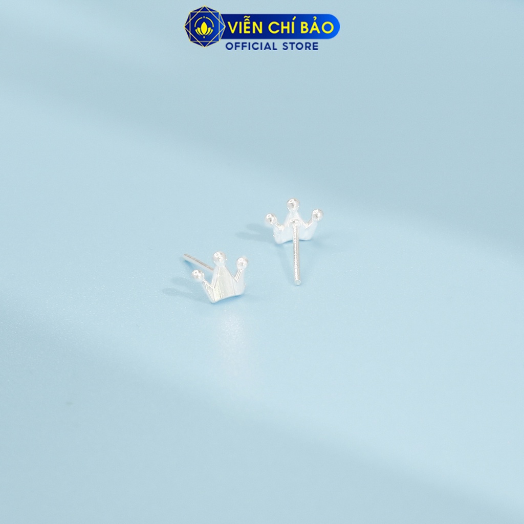 Bông tai vương miện chất liệu bạc 925 thời trang phụ kiện trang sức nữ thương hiệu Viễn Chí Bảo E075