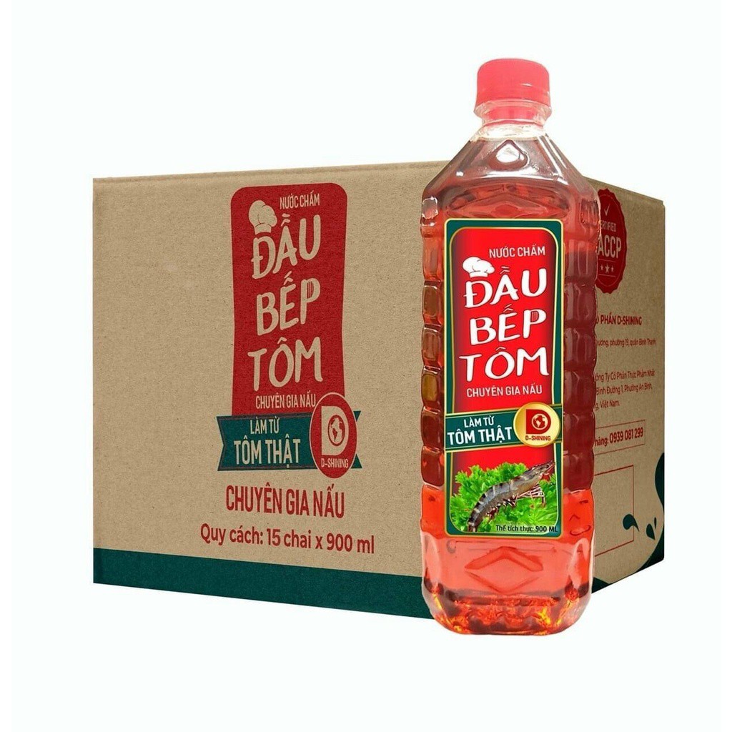 Nước mắm Đầu Bếp Tôm chai 900 ml 1 chai - 1 thùng 15 chai