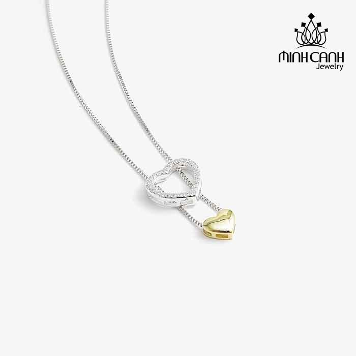 Dây Chuyền Bạc 925 Trái Tim Lồng Xi Vàng - Minh Canh Jewelry